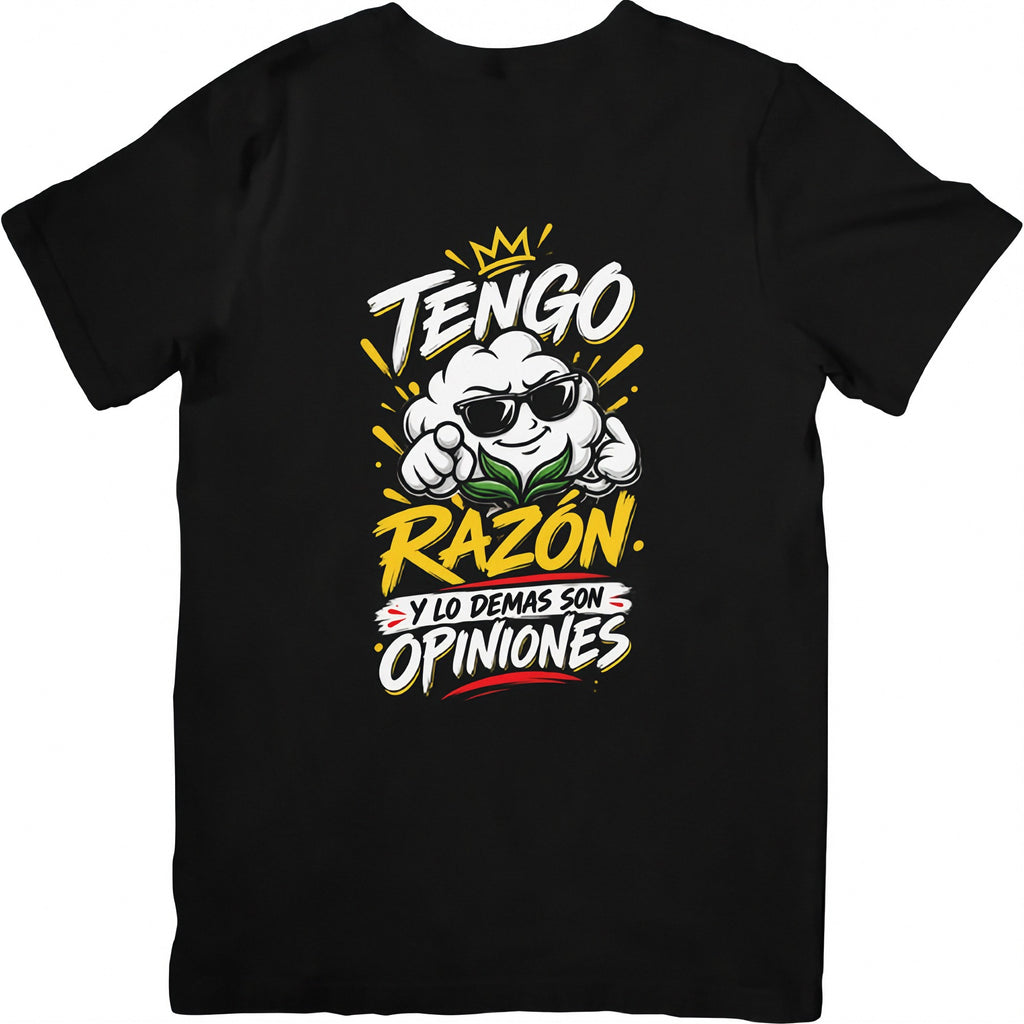 Camiseta negra Tengo Razón - Humor con actitud | Algodón Rebelde