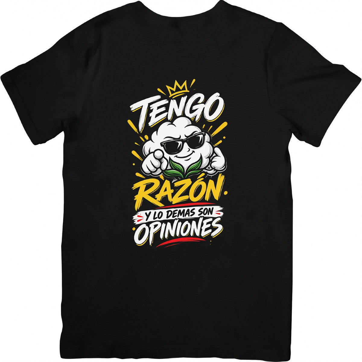 Camiseta negra Tengo Razón - Humor con actitud | Algodón Rebelde