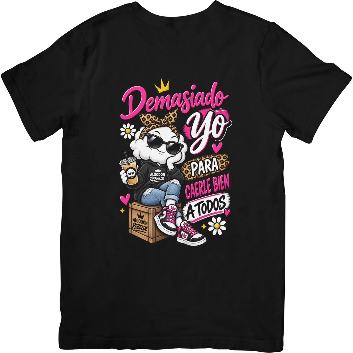 Camiseta negra Demasiado Yo - Algodón Rebelde