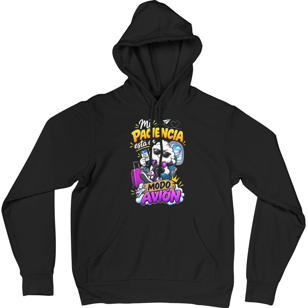 Sudadera negra Mi Paciencia Está en Modo Avión - Algodón Rebelde