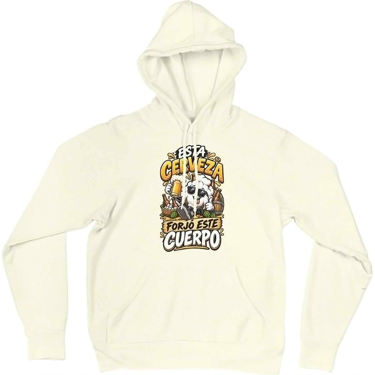 Sudadera beige Con la Cerveza Forjó Este Cuerpo - Humor cervecero | Algodón Rebelde