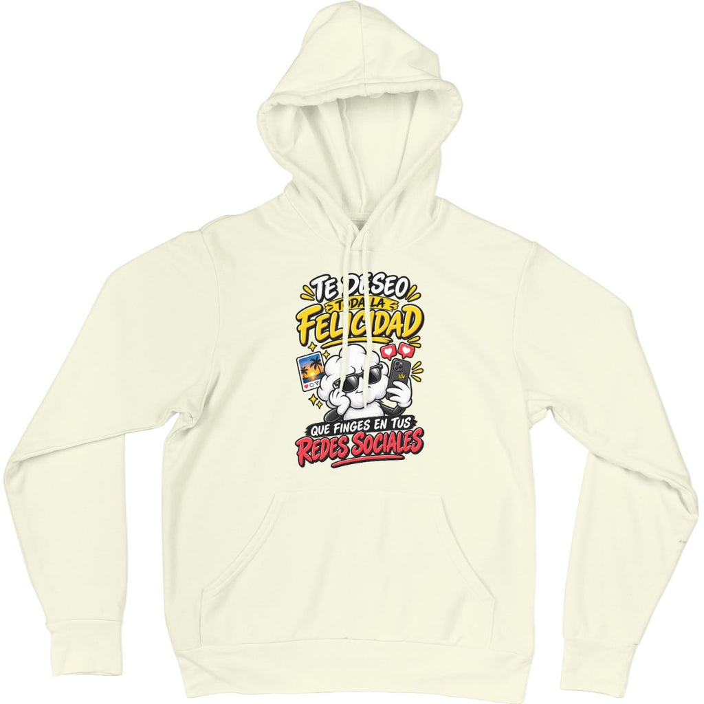 Sudadera beige Felicidad en Redes - Humor sarcástico | Algodón Rebelde