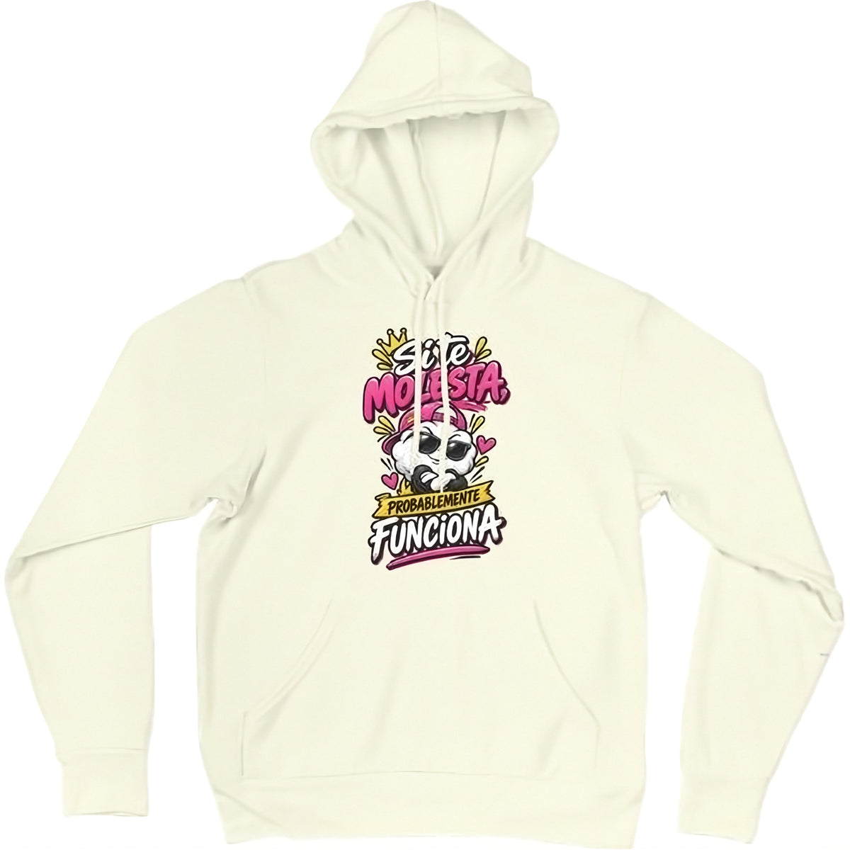 Sudadera con capucha beige diseño Si te molesta probablemente funciona - Algodón Rebelde