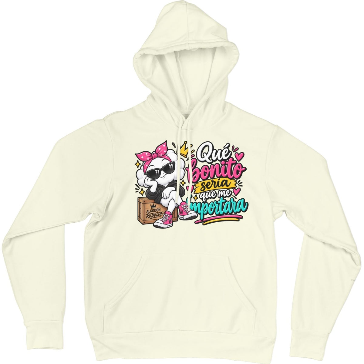 Sudadera beige Qué Bonito Sería Que Me Importara - Algodón Rebelde