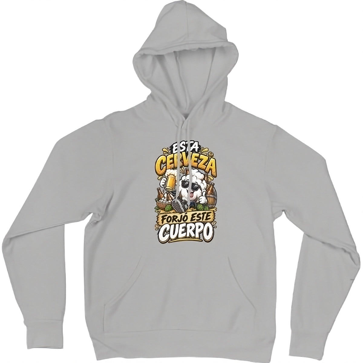 Sudadera gris Con la Cerveza Forjó Este Cuerpo - Humor cervecero | Algodón Rebelde
