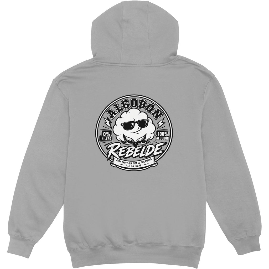 Sudadera gris Algodón Rebelde espalda - Para gente que dice lo que piensa