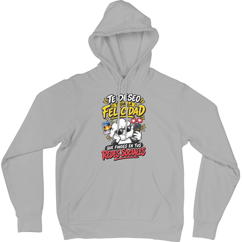 Sudadera gris Felicidad en Redes - Humor sarcástico | Algodón Rebelde
