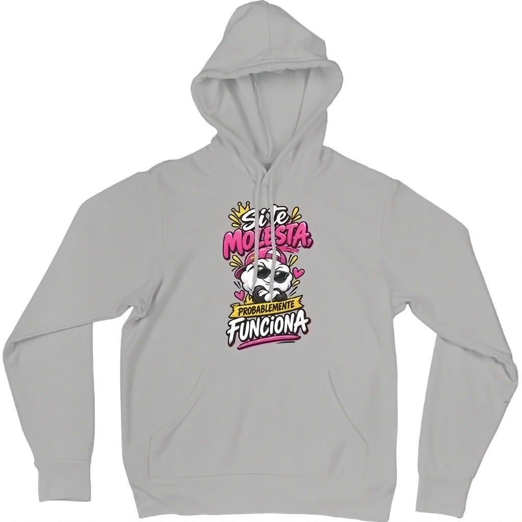 Sudadera con capucha gris diseño Si te molesta probablemente funciona - Algodón Rebelde