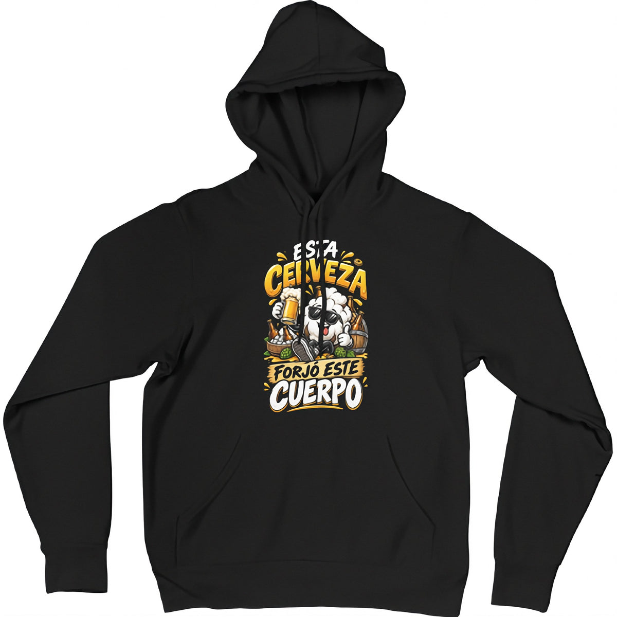 Sudadera negra Con la Cerveza Forjó Este Cuerpo - Humor cervecero | Algodón Rebelde